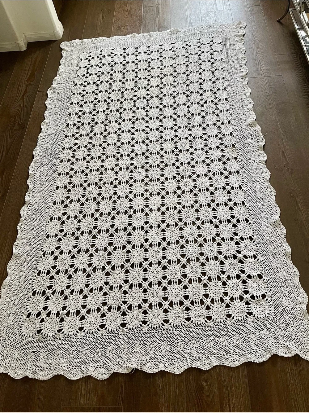 Handmade White Crochet Throw Blanket 50/86 Inches